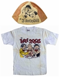 Three Stooges Childrens T-Shirt and Beanie -- Beanie Featuring Curly Has Satin Rim, Size Large -- Cotton T-Shirt Is Childrens Size 8 -- Discoloration to Both, Else Very Good